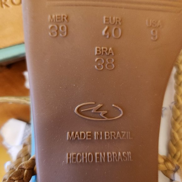 Masiero Tan and Teal Leather Sandals Size 9 - Picture 7 of 7